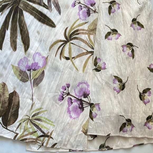 Vince Tropical Garden Flowers Palm Trees Print Crepe Midi Skirt Size 4 - Picture 7 of 10